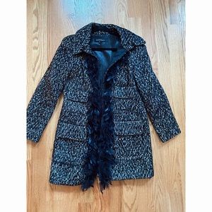 nannette Lepore black feathered jacket